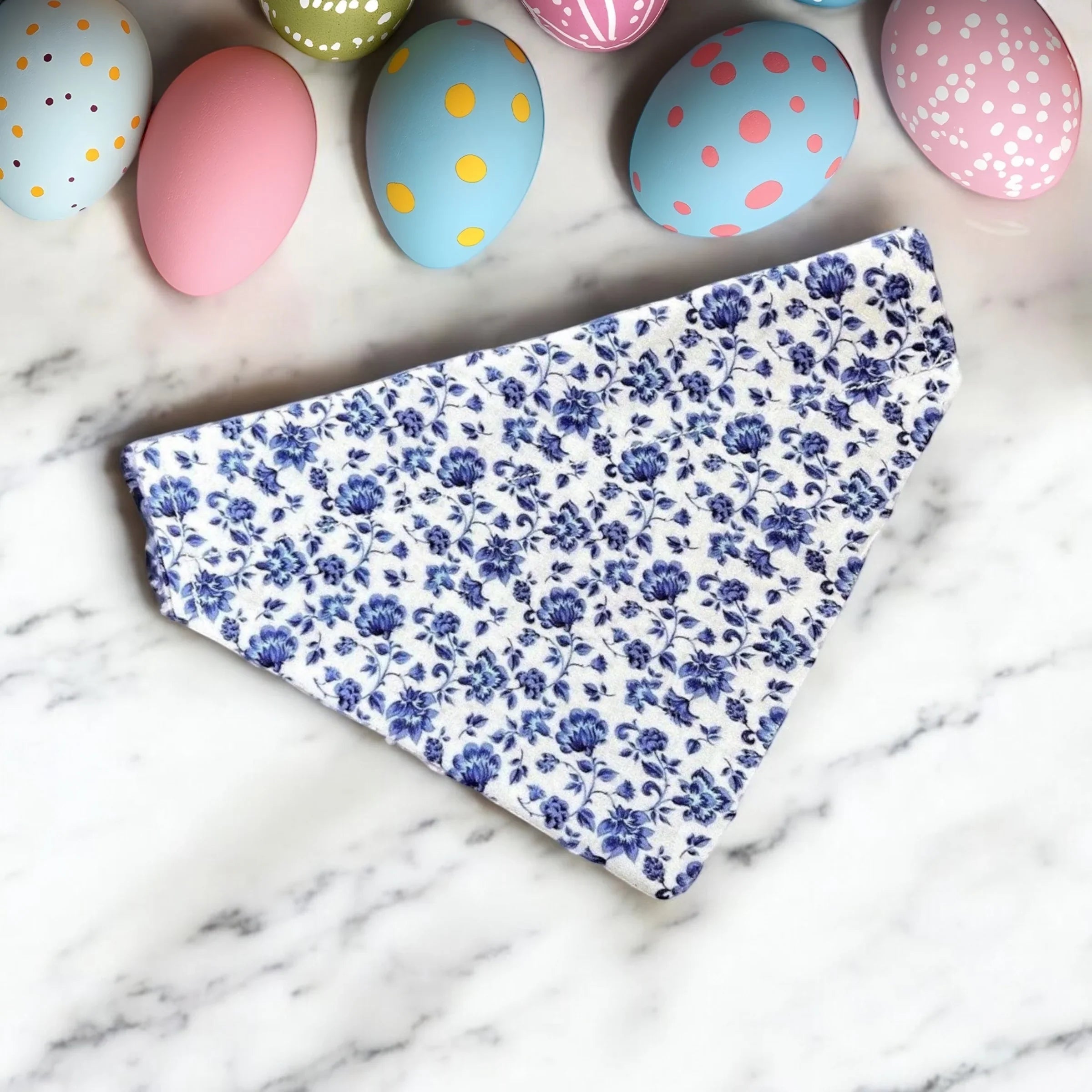 Floral dog bandana for Easter.
