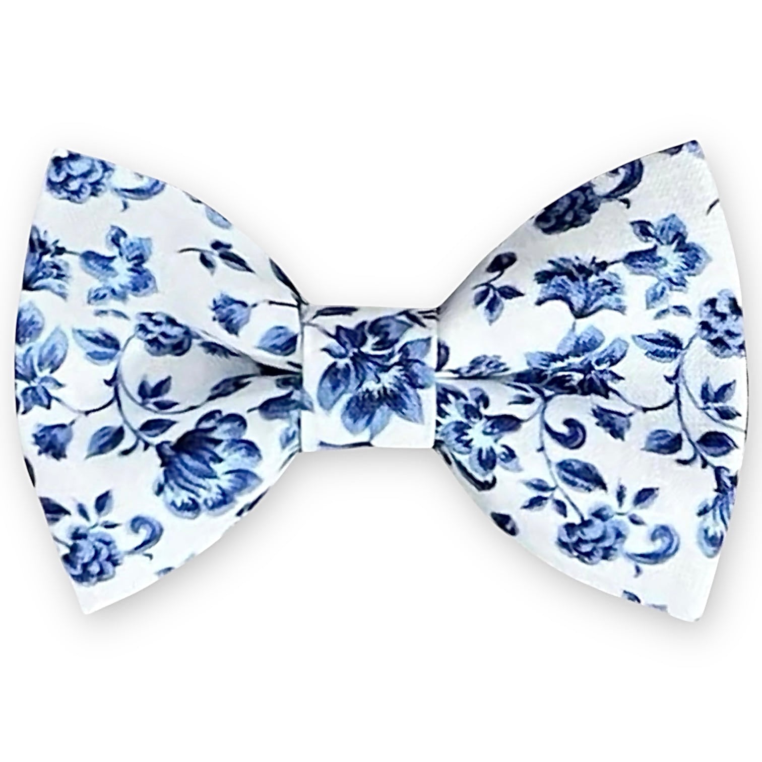 French Blue and White Floral Men’s Bow Tie