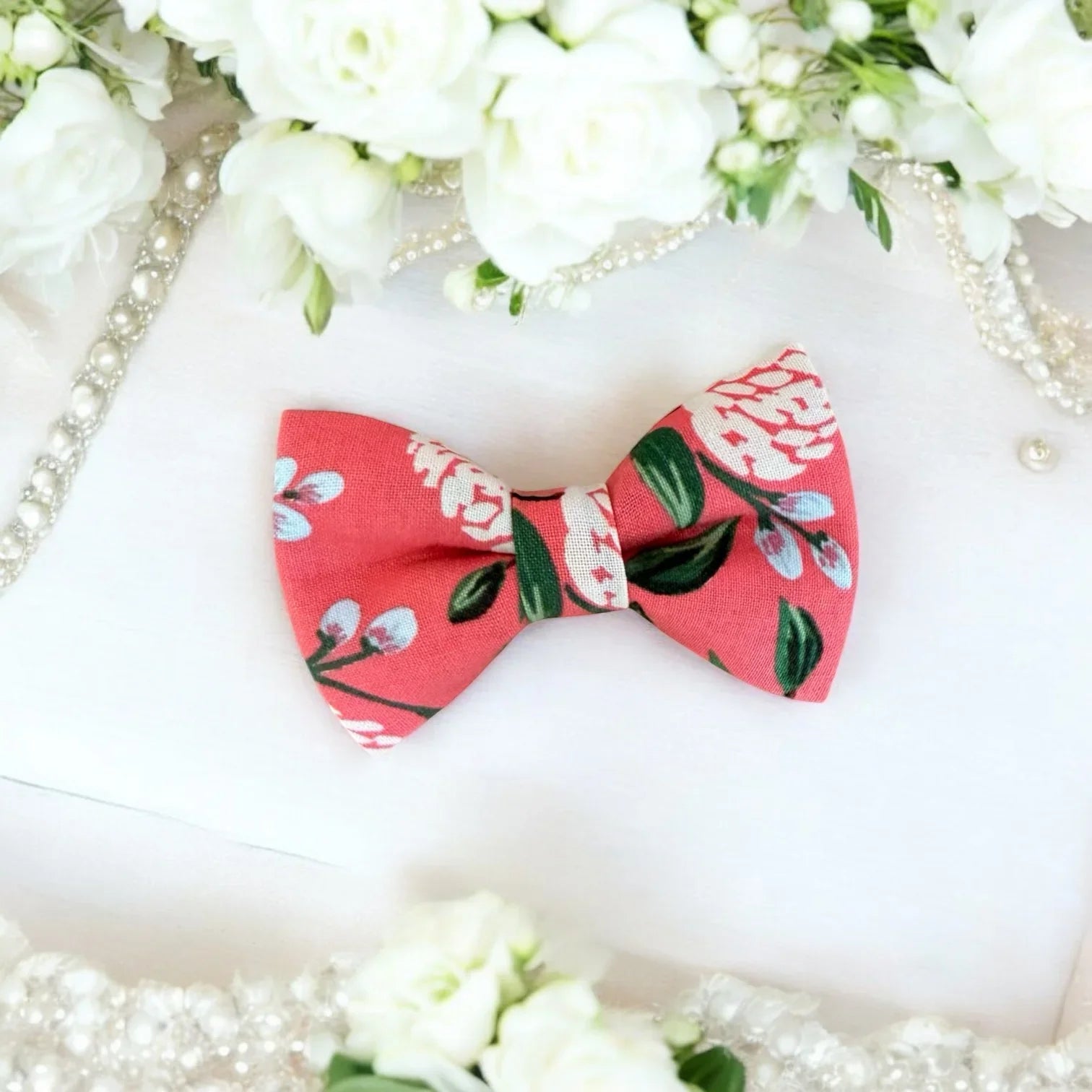 Floral bow tie with hydrangeas.