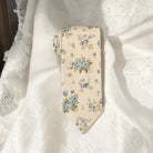 Ivory & blue floral necktie for men’s tie for wedding.