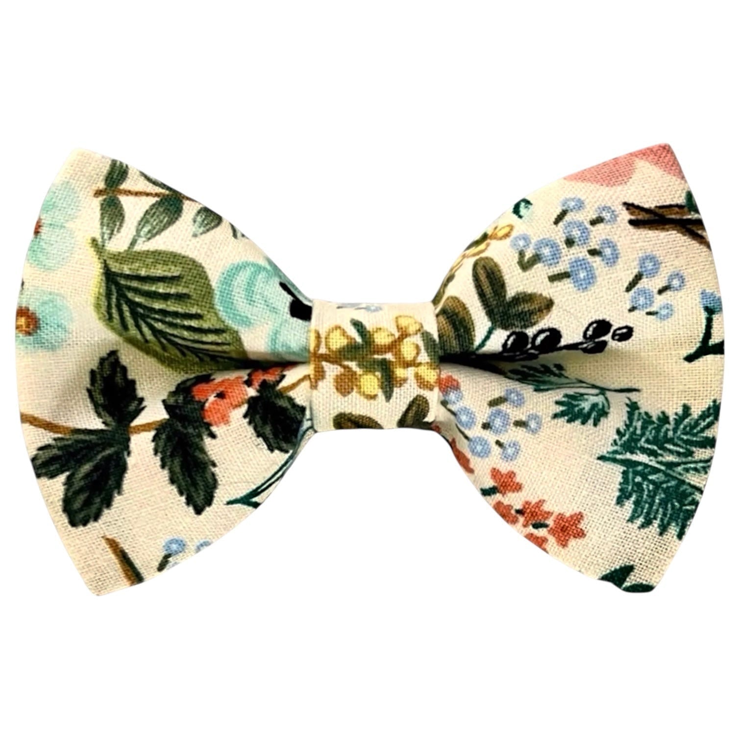 Ivory Floral Bow Tie- Made with Rifle Paper Co fabric, Mens Wedding Bowtie for groomsmen, ring bearers and groom.