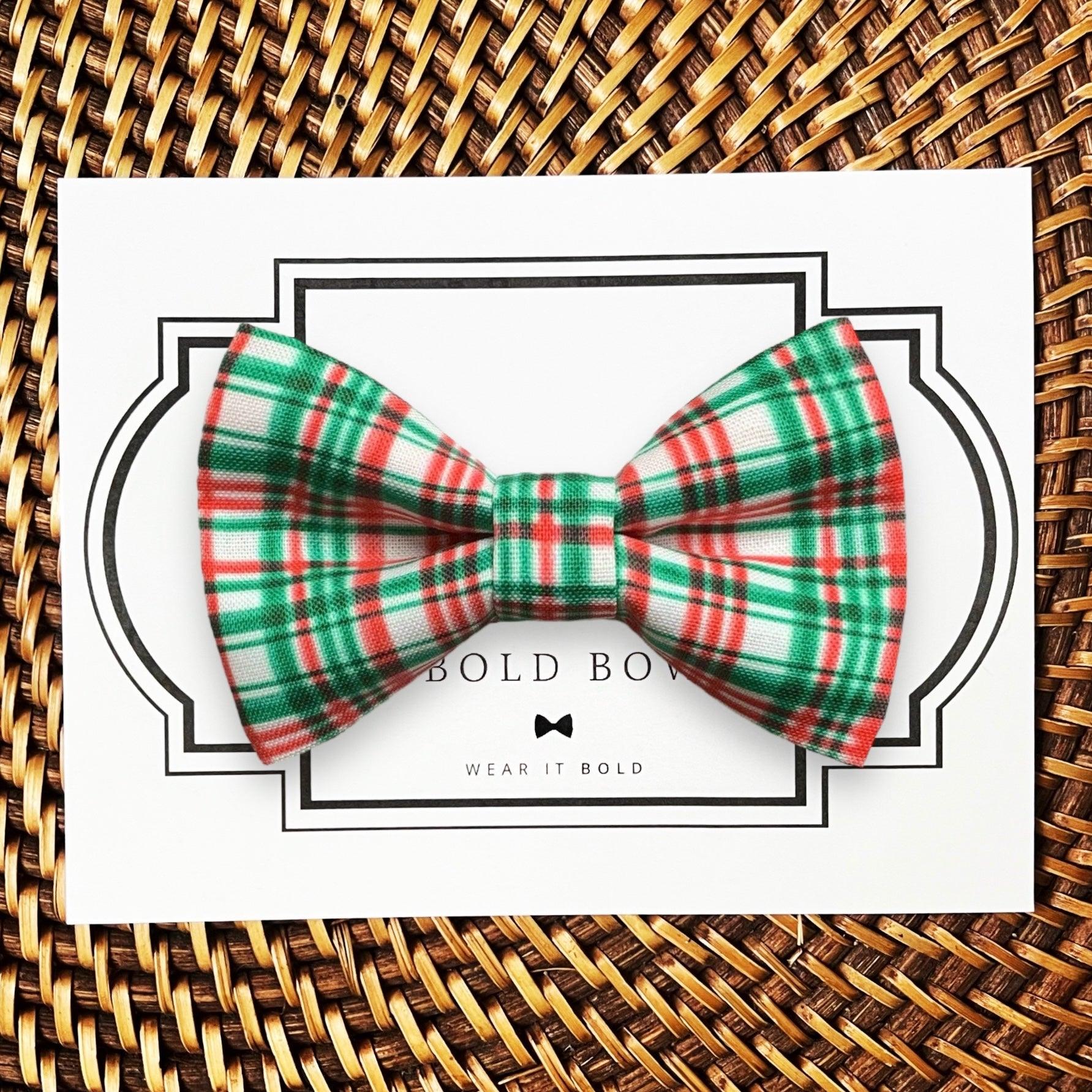 Red & Green Plaid Dog Bow Tie for Dog and Cat Collar