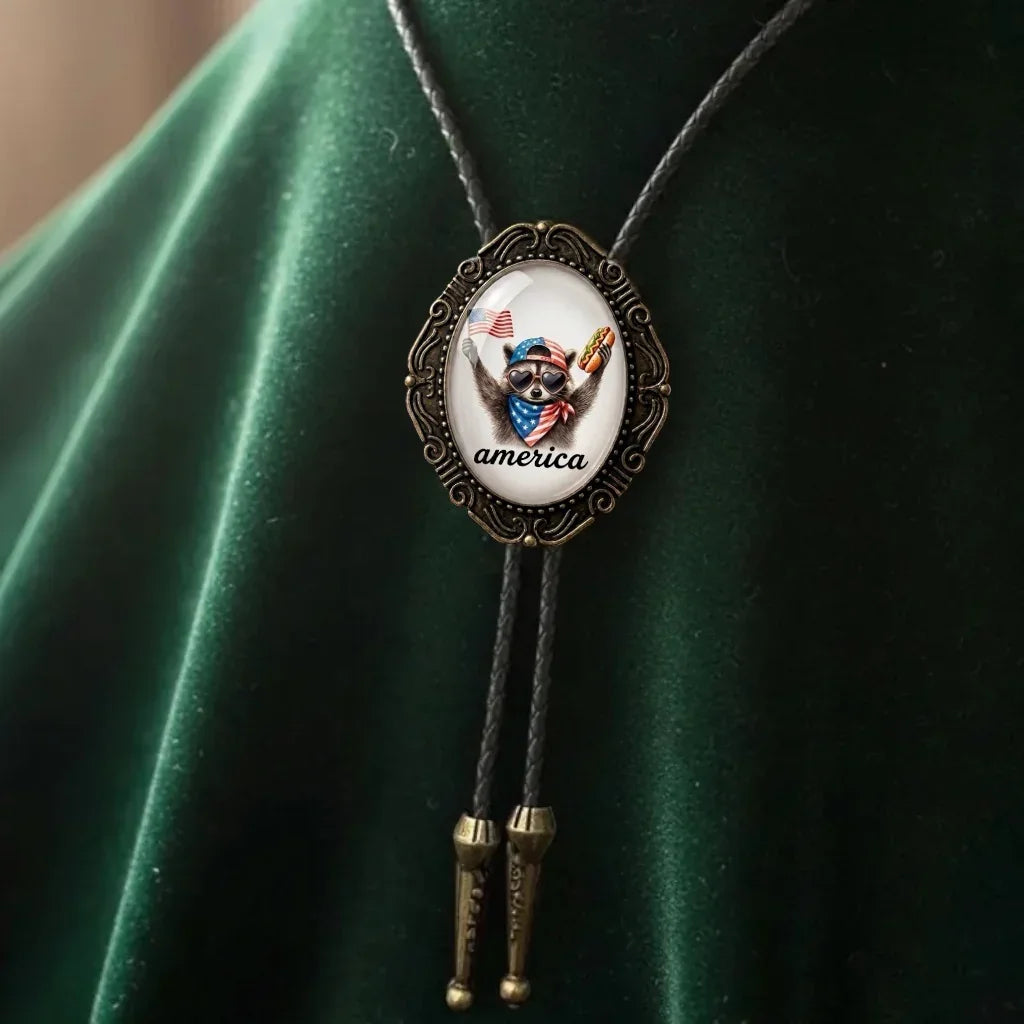 4th of July Bolo Tie- American Raccoon