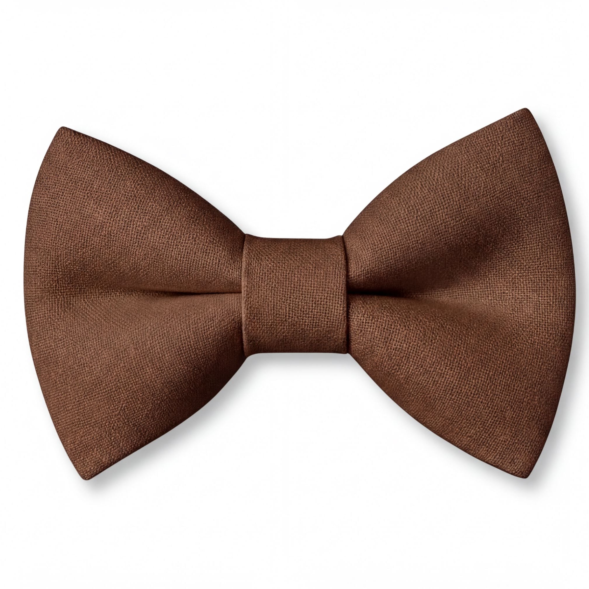 Pre-tied chocolate brown cotton bow tie for men and boys on a white background