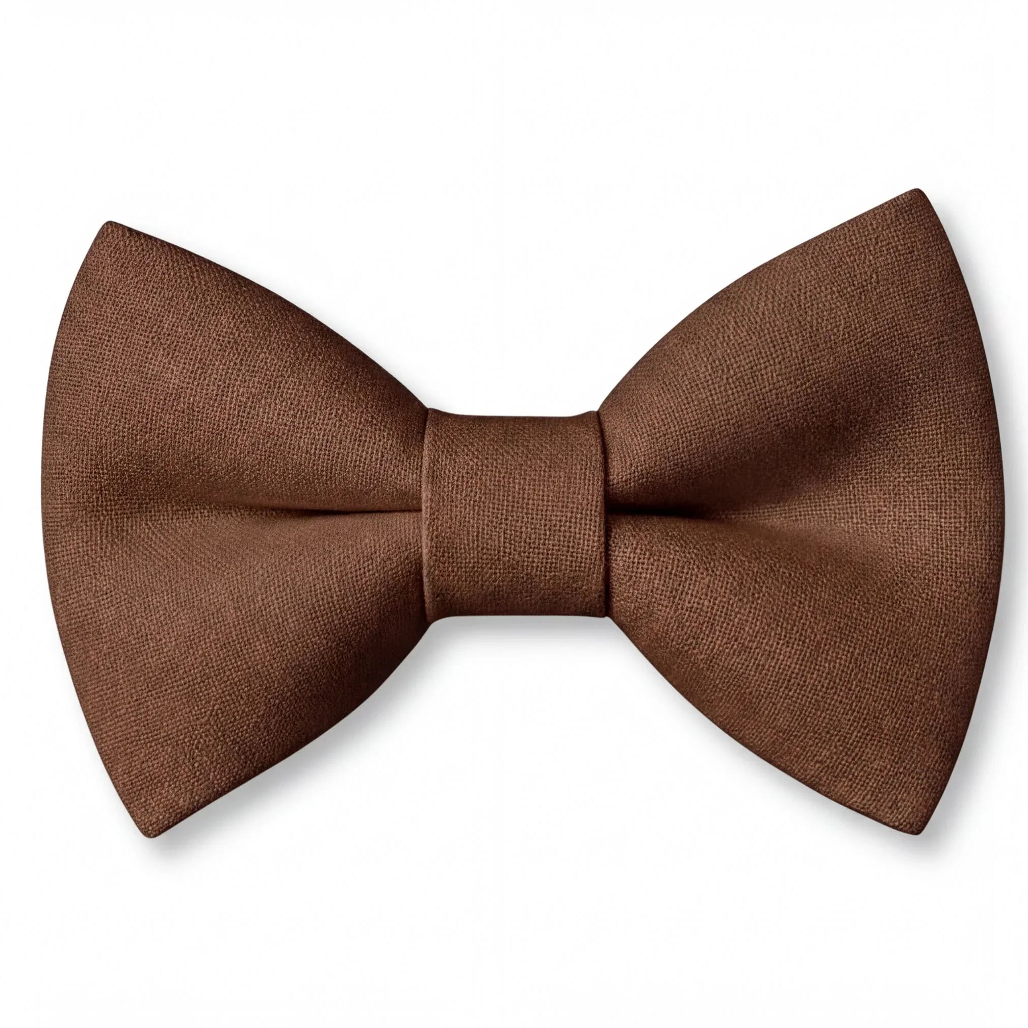 Pre-tied chocolate brown cotton bow tie for men and boys on a white background