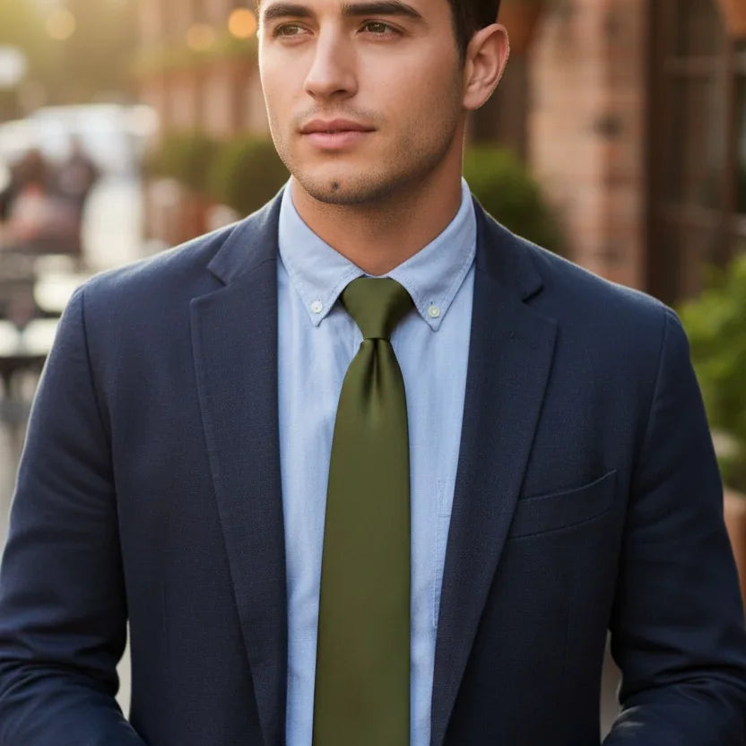Groomsman in an olive tie