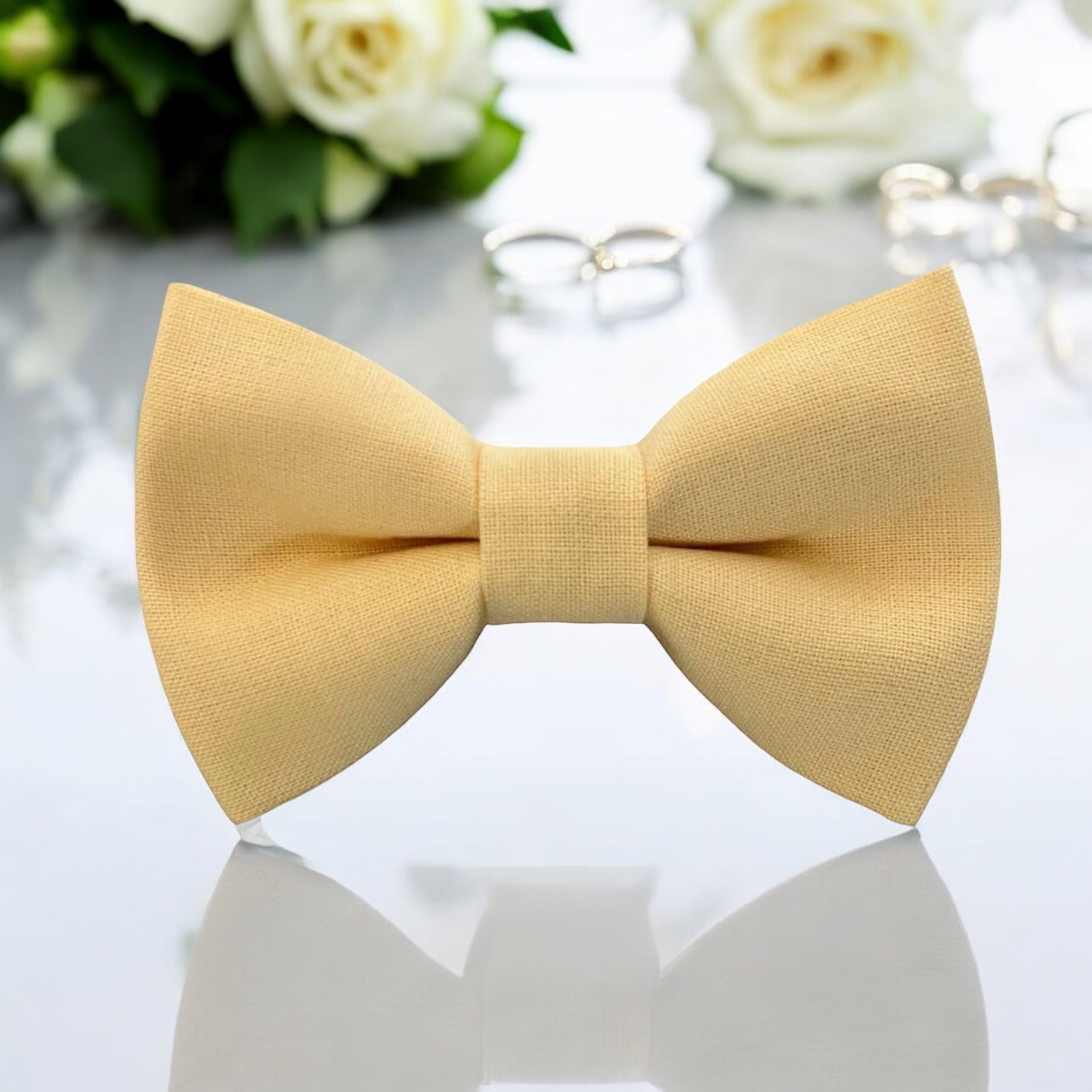Buttercup Yellow Men’s Bow Tie for weddings, ring bearers and groomsmen.