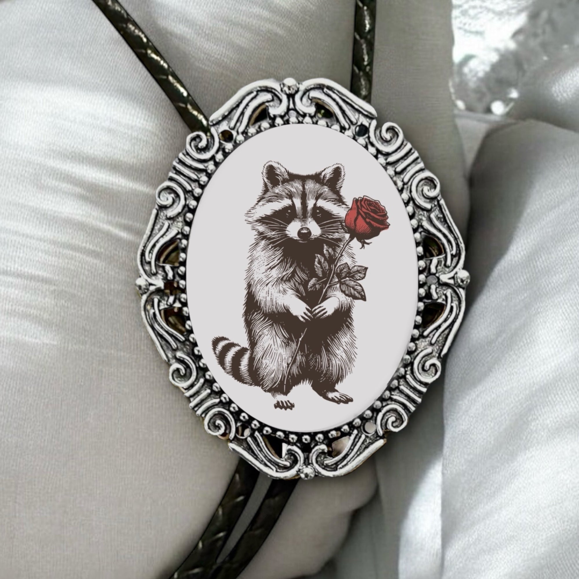 Raccoon Bolo Tie, Valentine’s Day Western Accessory