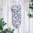 Blue and white floral Men’s Tie for Wedding and Groomsmen.