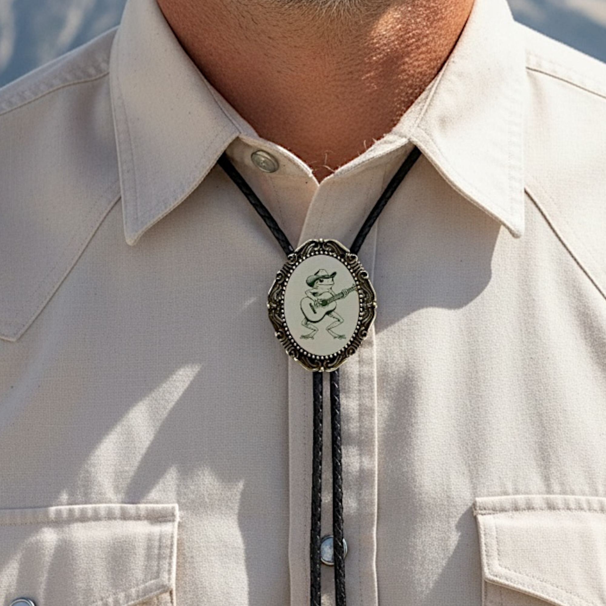 Bolo Tie with Frog Western Cowboy String Tie