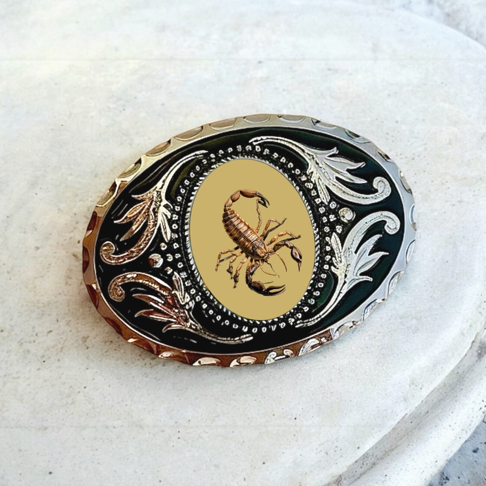 Scorpion belt buckle for cowboys, groomsmen and a gift for him.