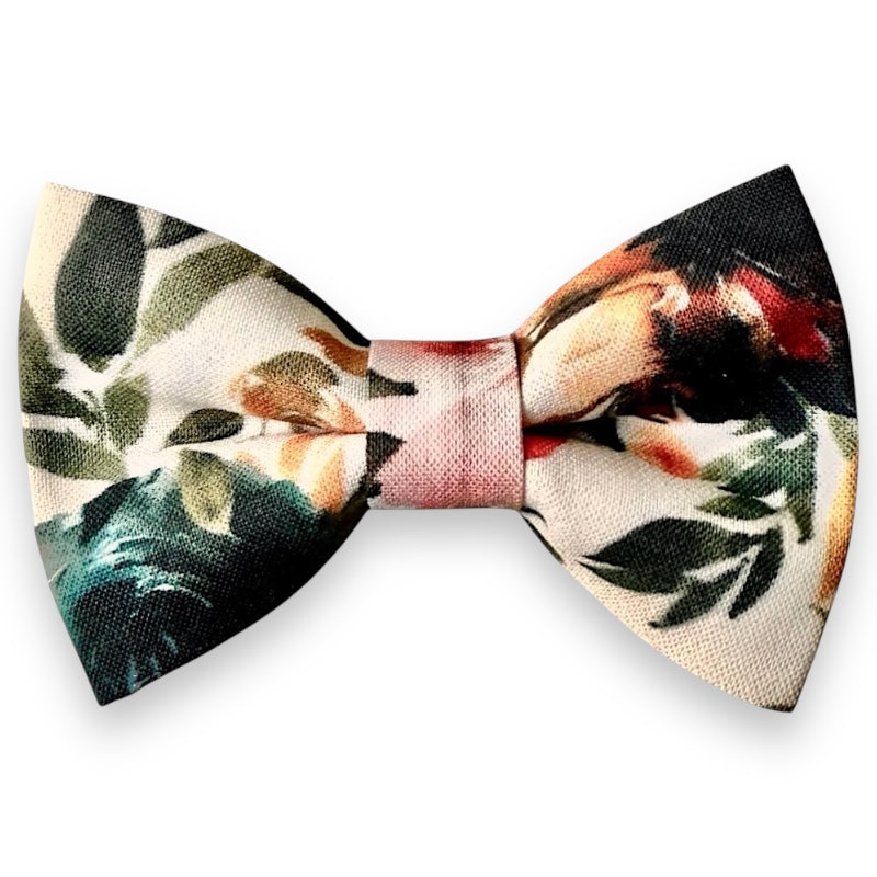 Ivory terracotta floral Bow Tie in for weddings, groomsmen and ring bearers surrounded outfits.