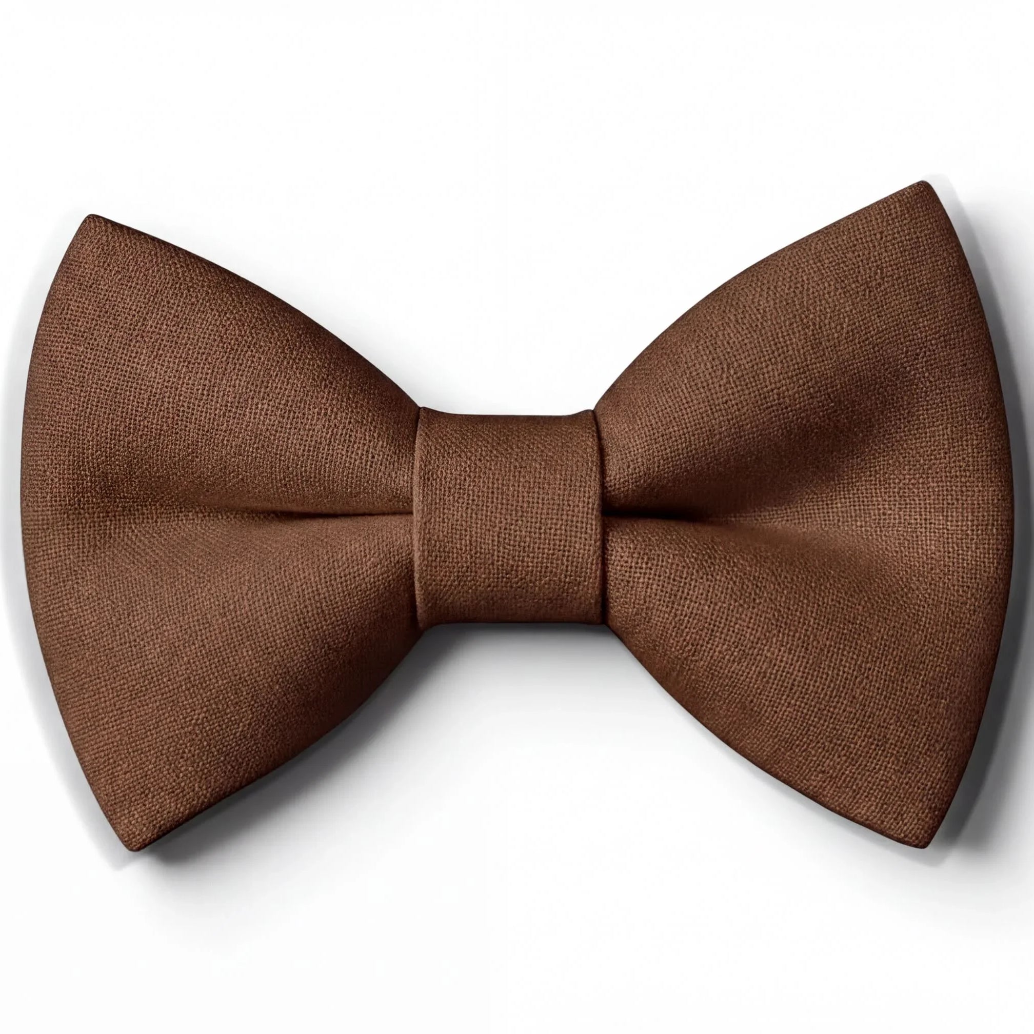 Pre-tied chocolate brown cotton bow tie for men and boys on a white background