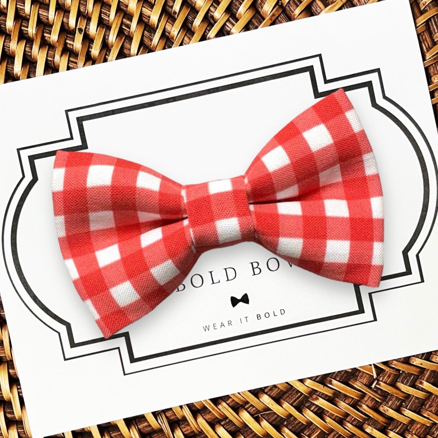 Red Gingham Dog Bow Tie for Dog and Cat Collar