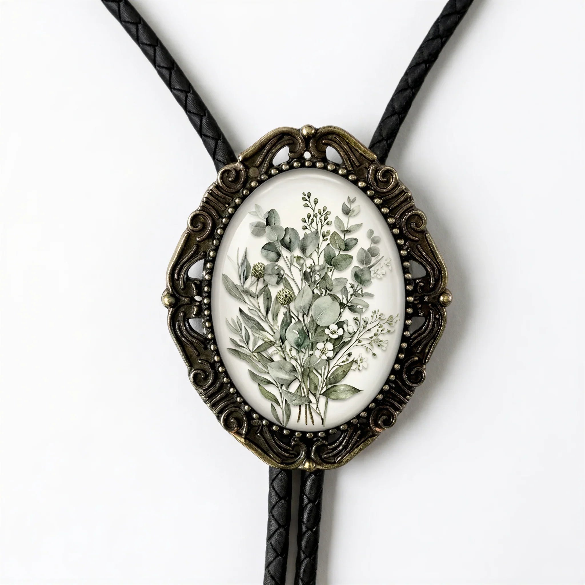 Wedding bolo tie with leather cord for men and women.
