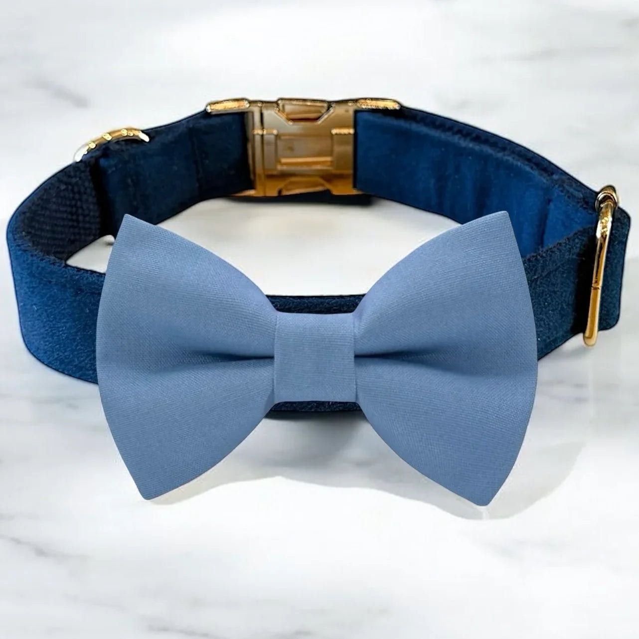 Dusty Blue Dog Bow Tie Collar for wedding dog collar.