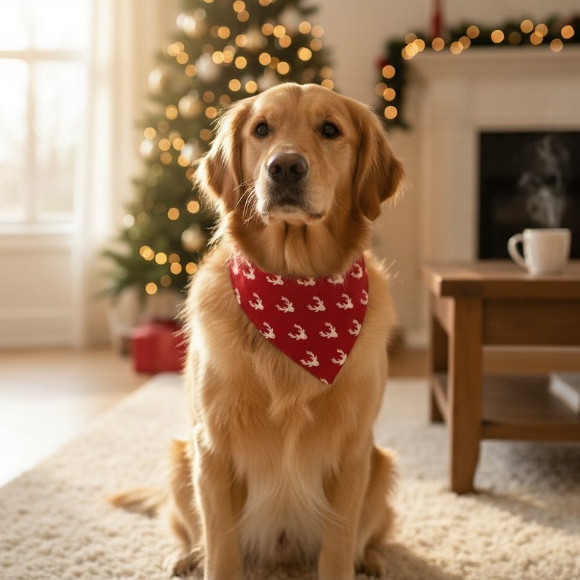 Red Reindeer Christmas Dog Bandana or Cat Bandana