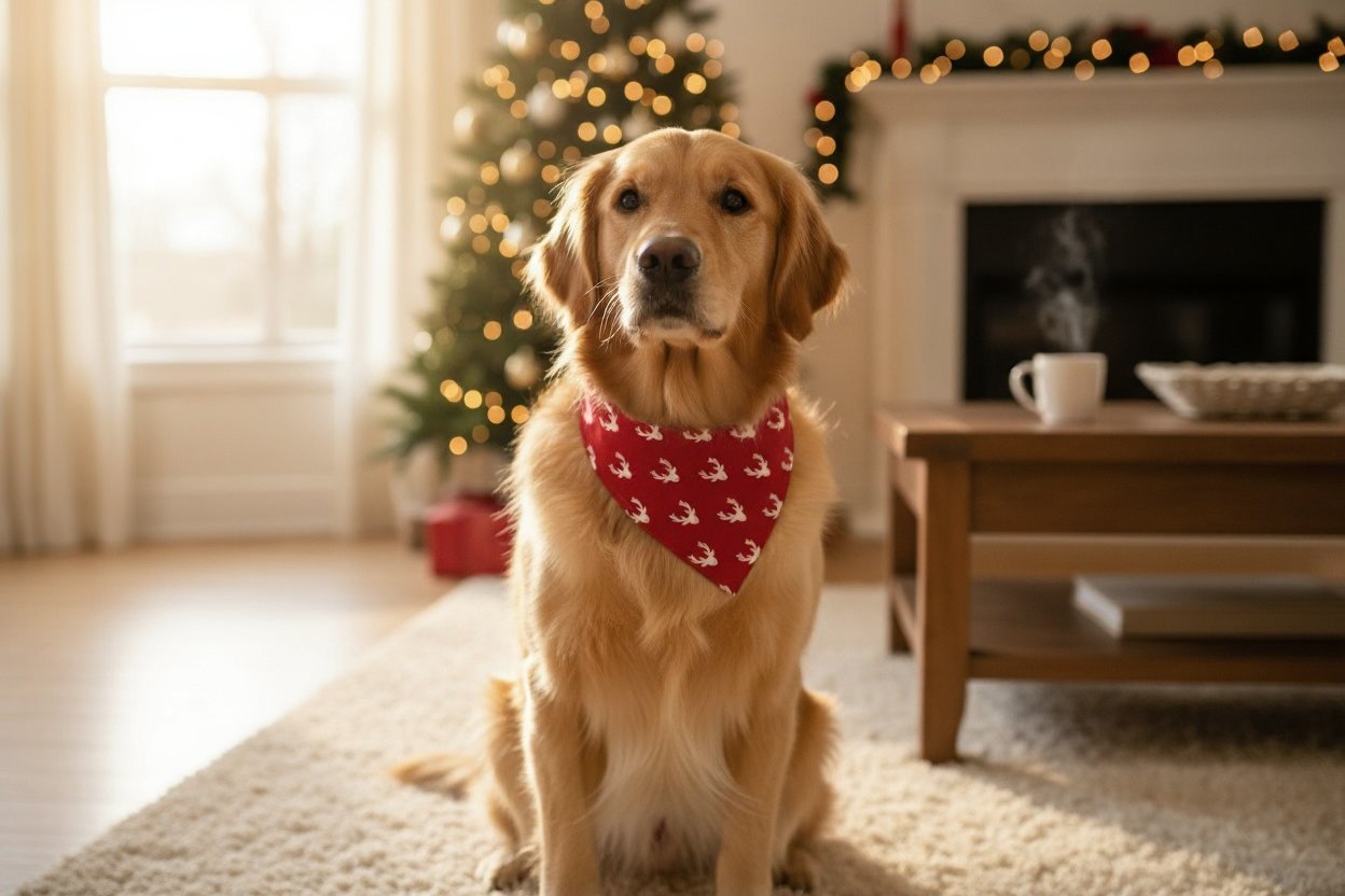 Red Reindeer Christmas Dog Bandana or Cat Bandana