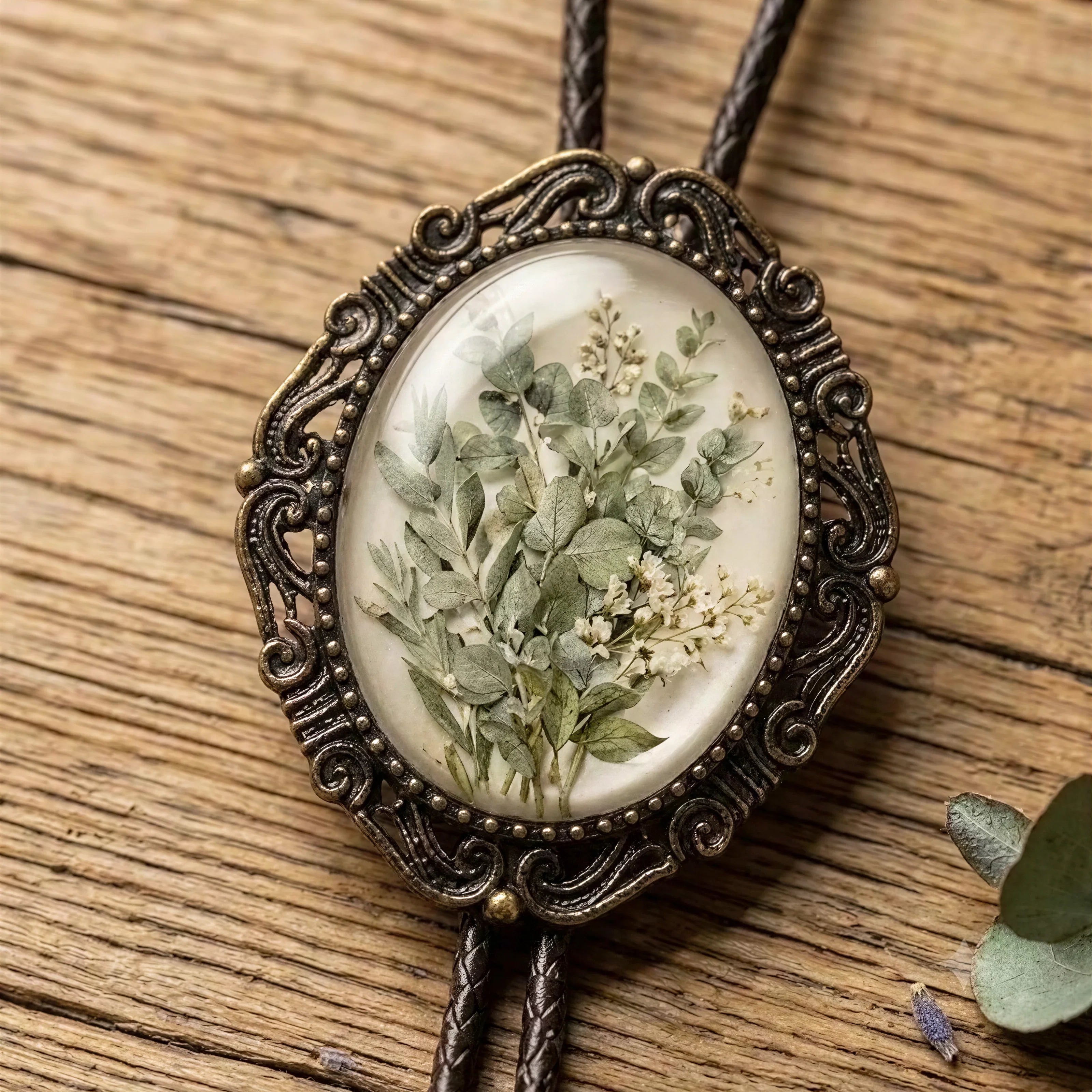 Bolo tie for men and women with flowers.