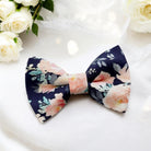 Navy & Pink Floral Bow Tie for groomsmen, wedding and ring bearer outfit.