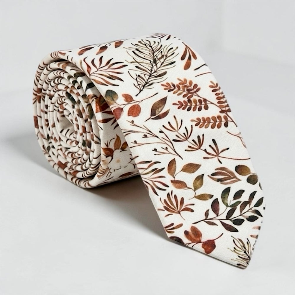 Burnt orange floral men’s tie for weddings by The Bold Bow Tie.