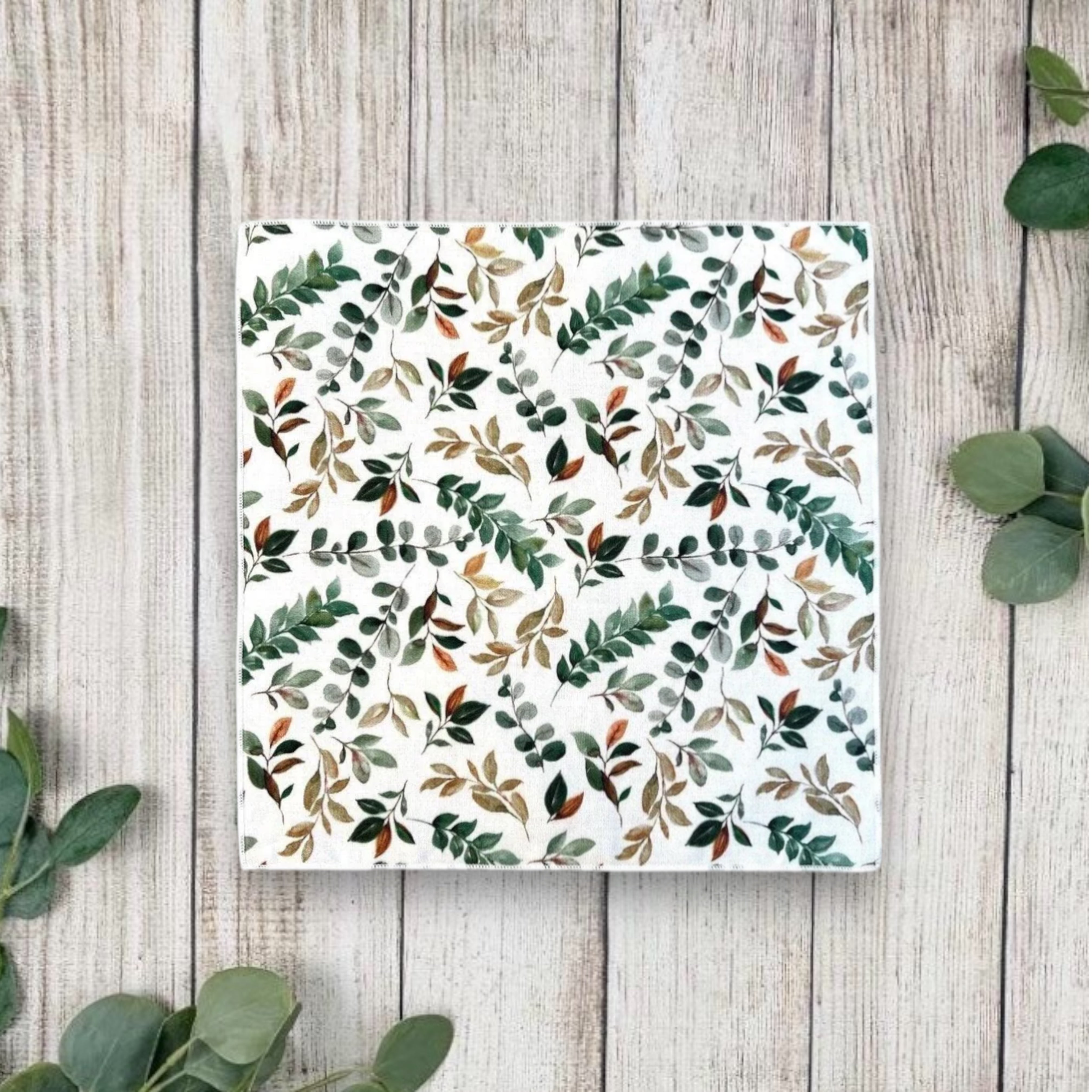 Floral green pocket square for wedding or special event.