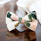 Blush and white floral bow tie