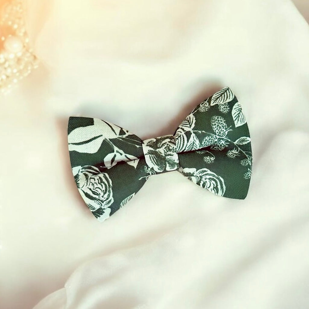 Floral Olive Green Bow Tie for wedding, groomsmen and ring bearer outfits.