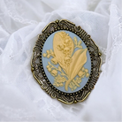 Lily of the Valley Brooch, Light Blue May Flower Cameo Brooch