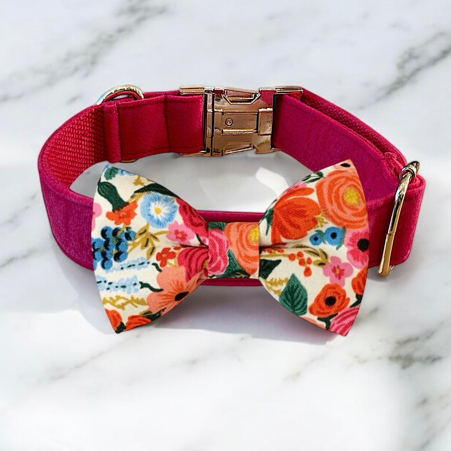 Rifle Paper Co Fabric Orange Bow Tie Dog Collar