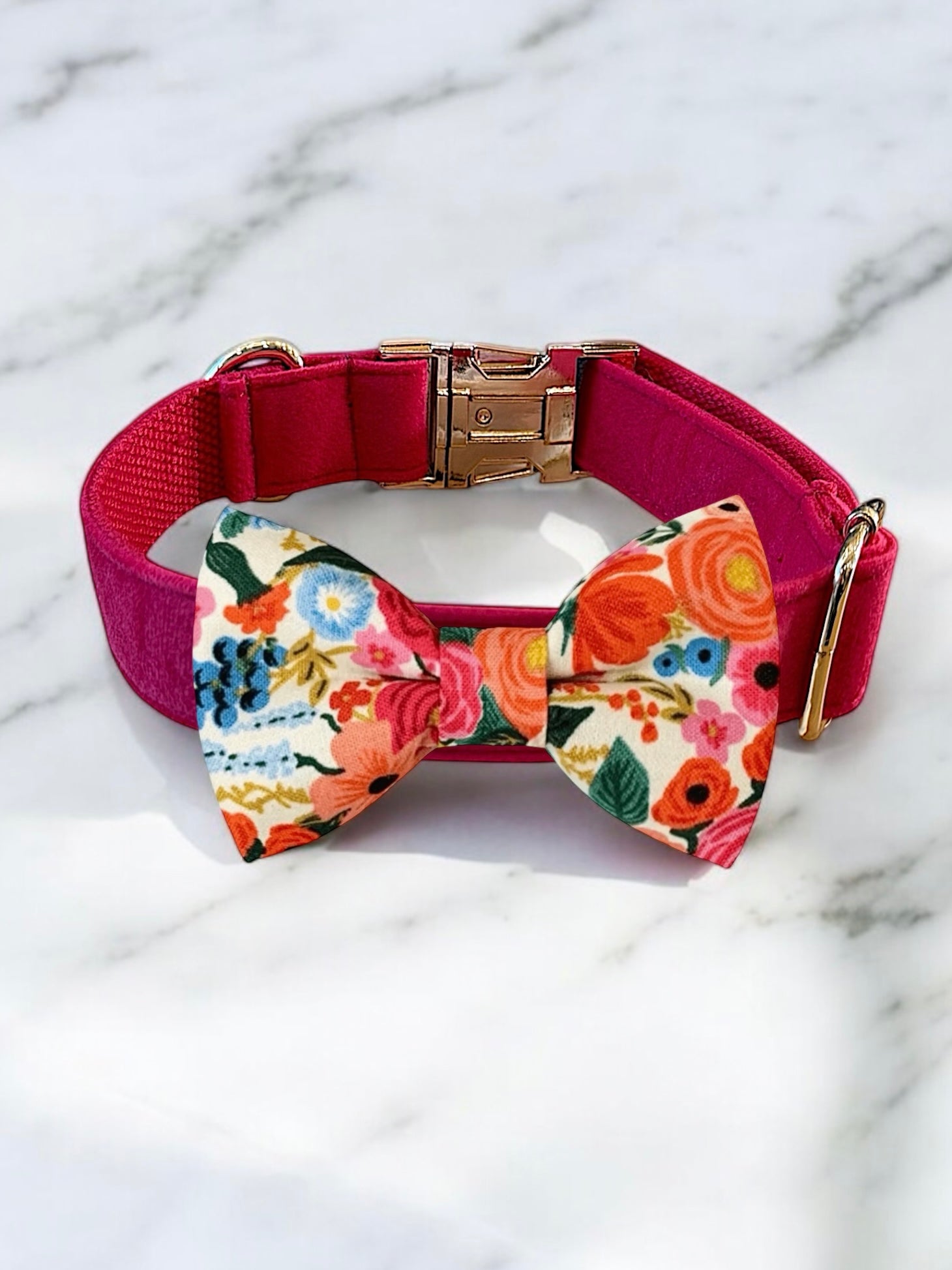 Rifle Paper Co Fabric Orange Bow Tie Dog Collar