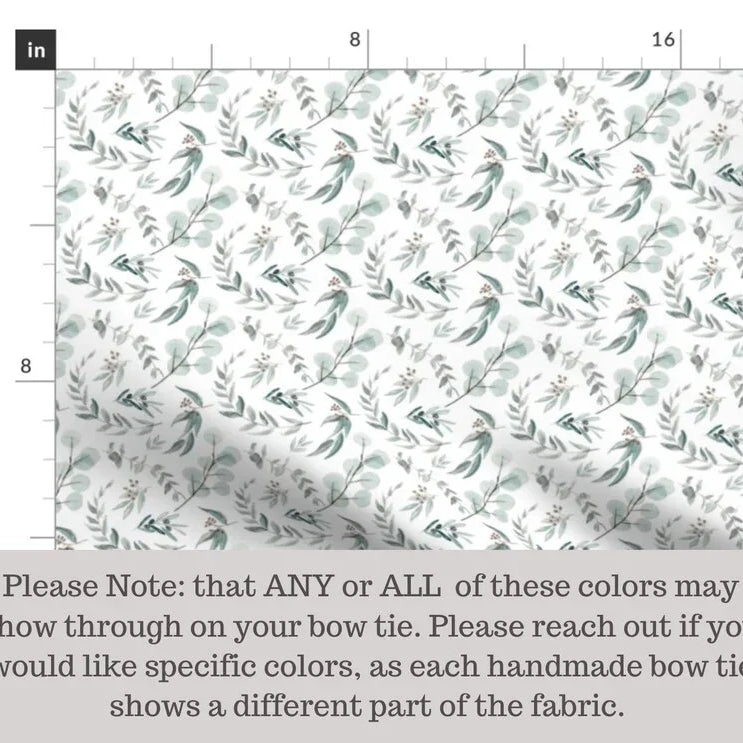 Floral sage fabric swatch showing leafy pattern with a note about color variations.