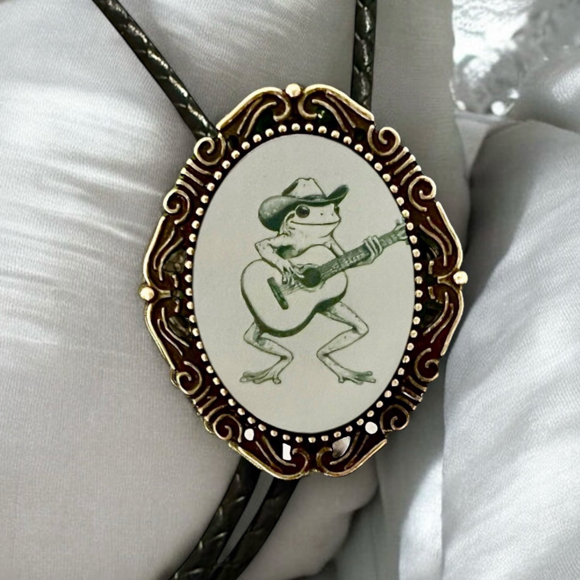 Bolo Tie with Frog Western Cowboy String Tie