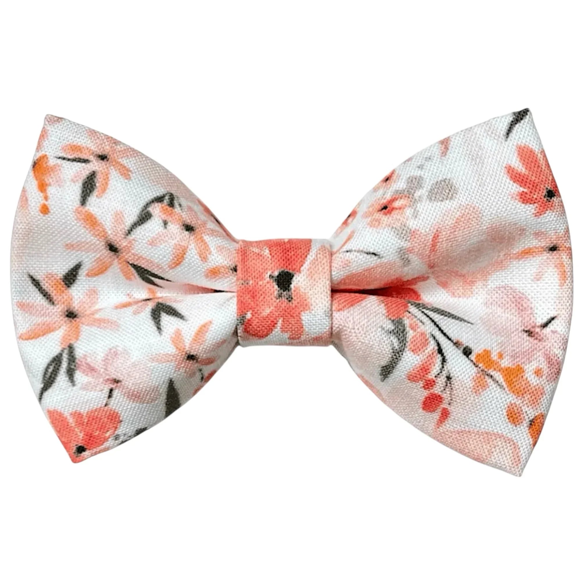 Floral bow tie on a white background for groomsmen ties, wedding accessories, ring bearer outfit or garden party.