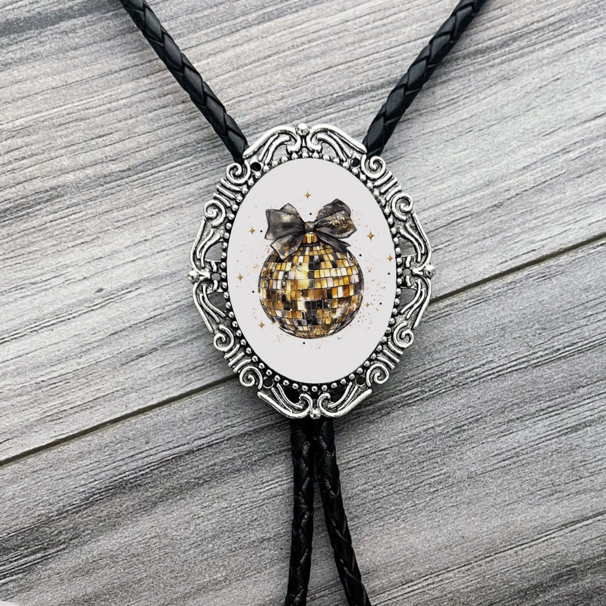 New Year’s Eve Bolo Tie- Disco Ball Western Wedding Accessory