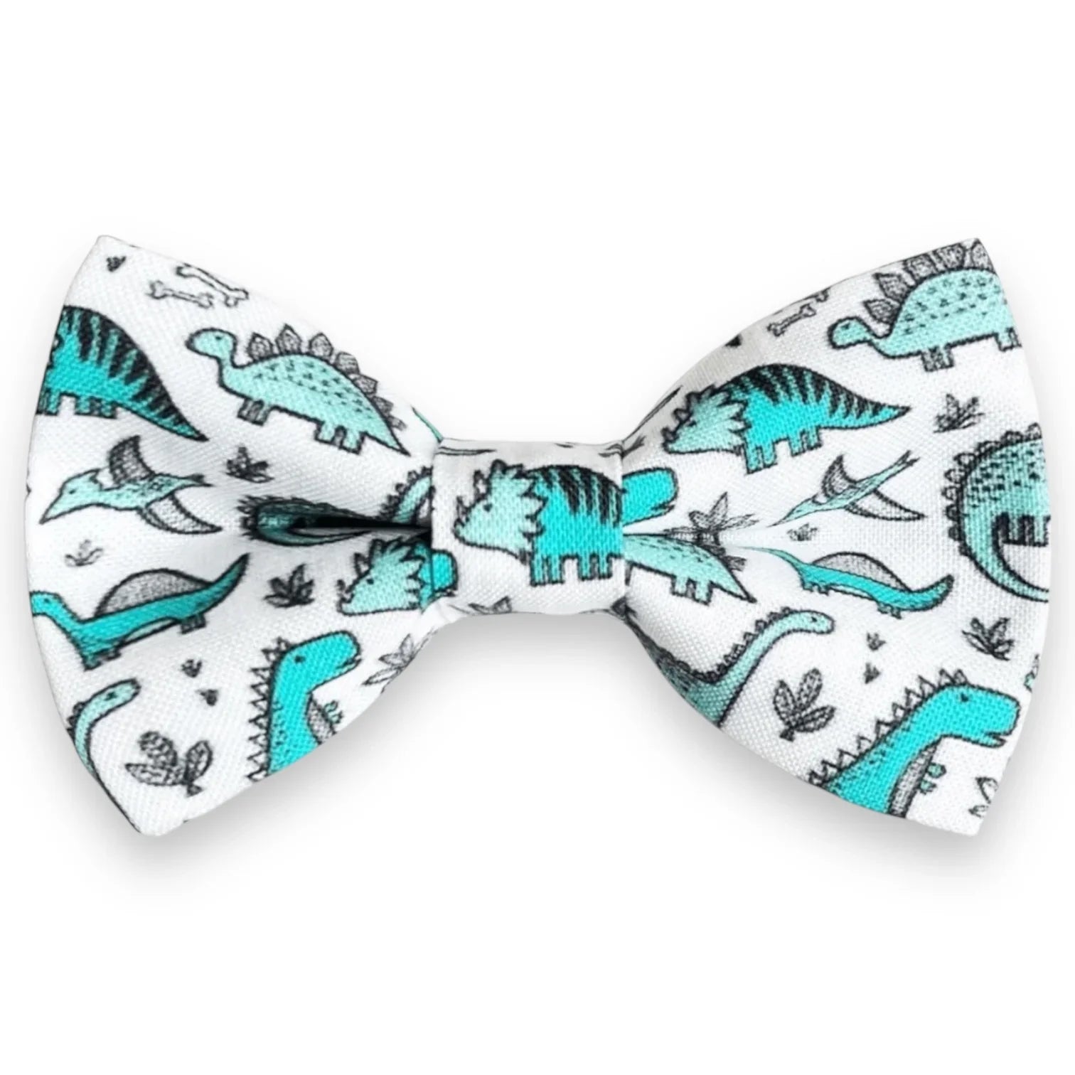 Dinosaur Bow tie for toddler or ring bearer or men with turquoise dinosaur pattern on a white background