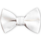 White Bow Tie in cotton for weddings, groomsmen and ring bearers surrounded outfits.