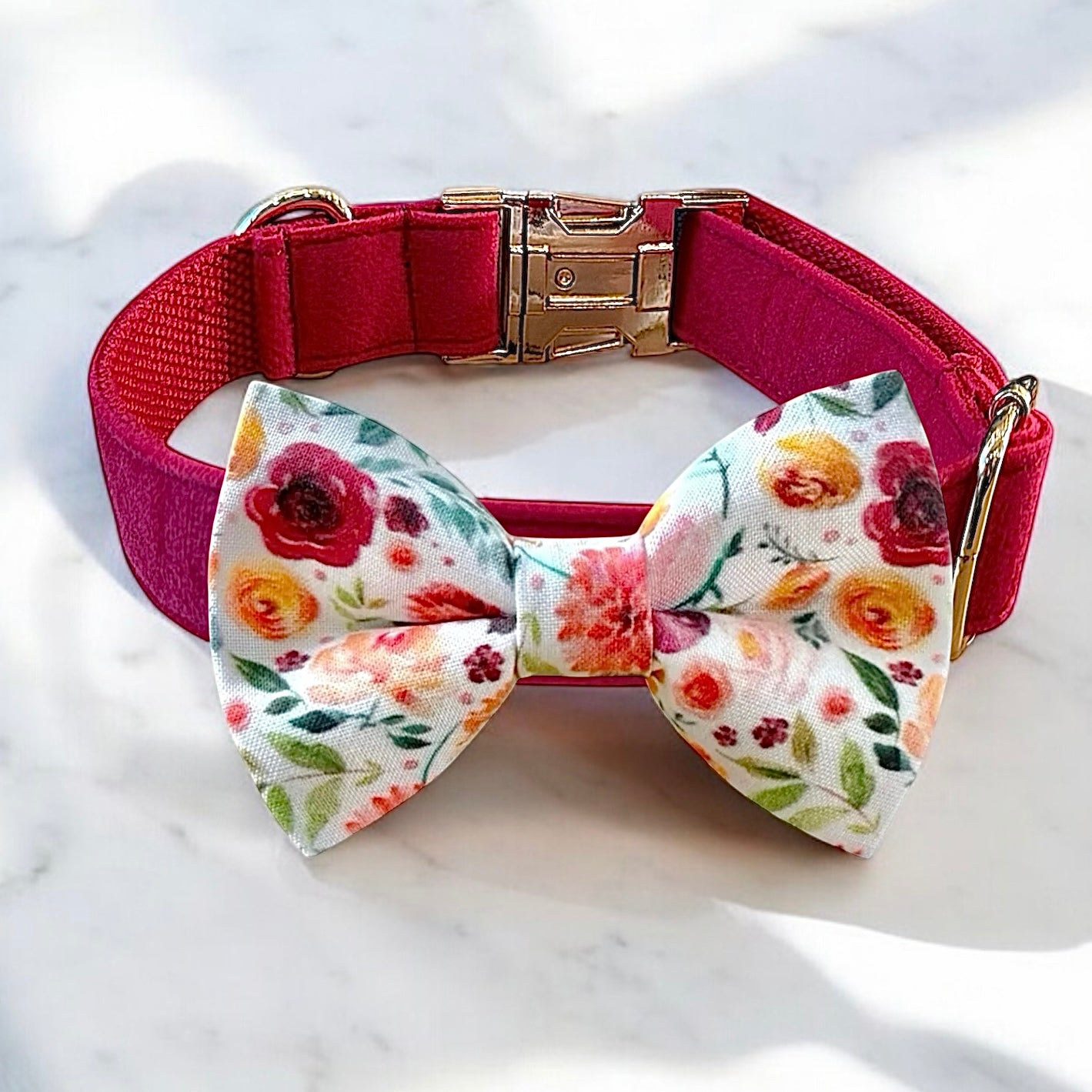 Warm Wildflower Dog Bow Tie Collar for dog wedding attire