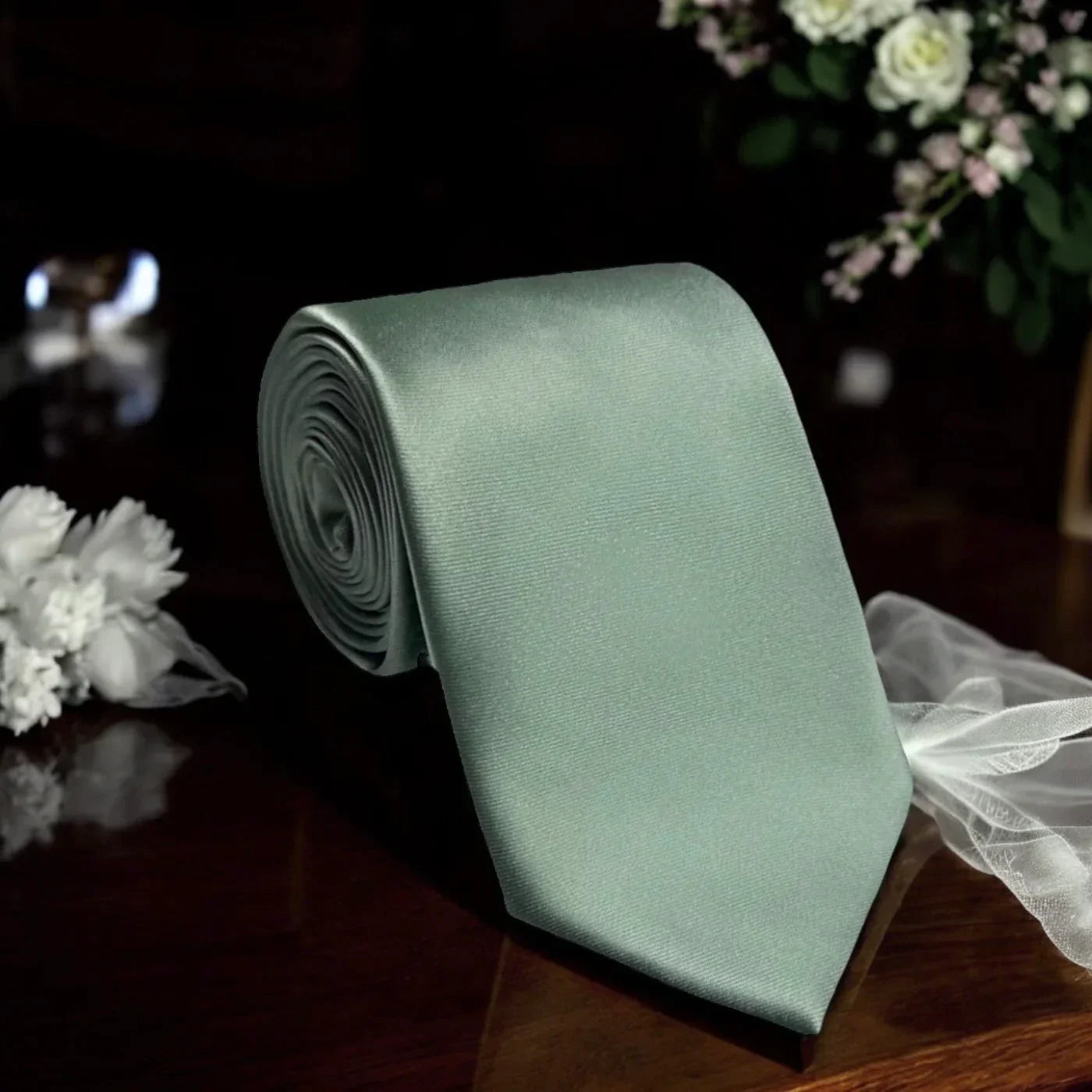 Sage green necktie for men’s tie for wedding.