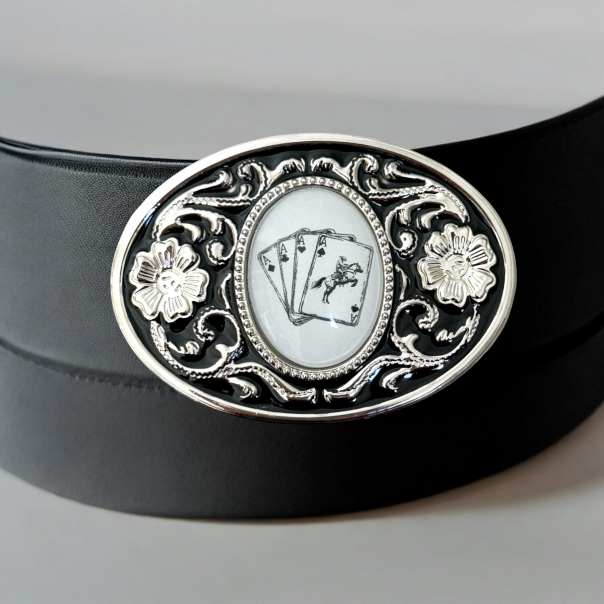Deck of Cards Belt Buckle Western Cowboy Accessory on option number 2 floral belt