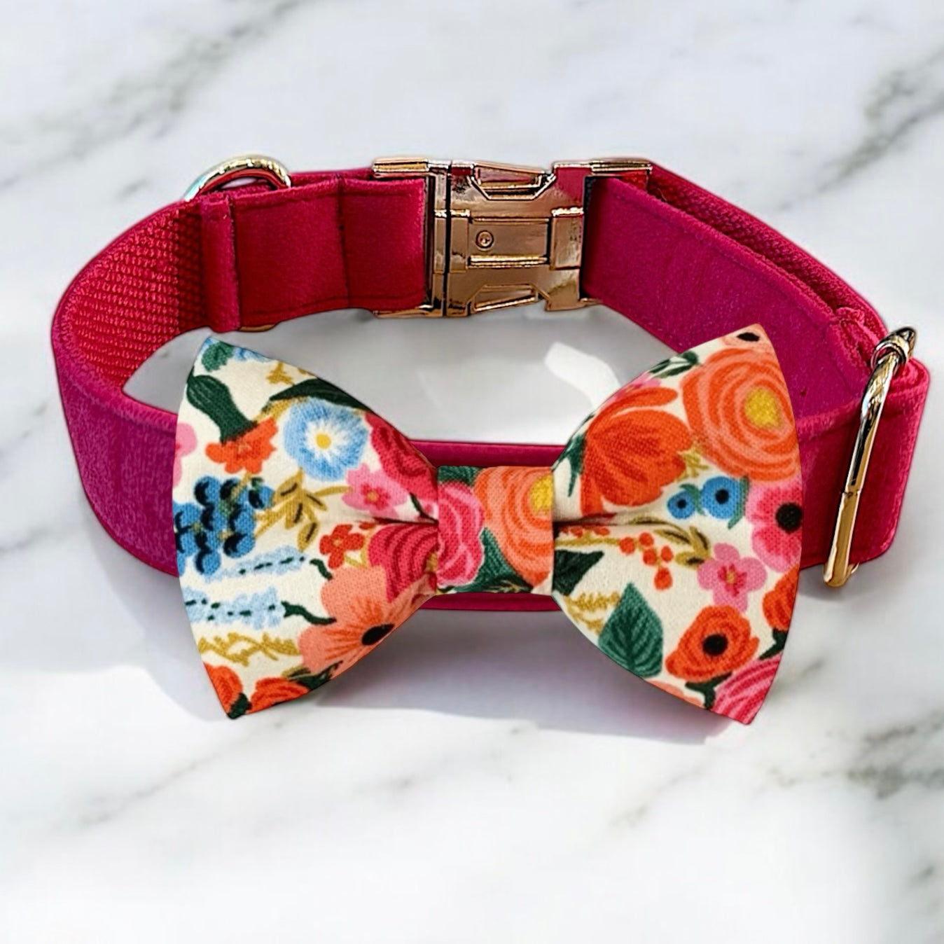 Rifle Paper Co Fabric Orange Bow Tie Dog Collar