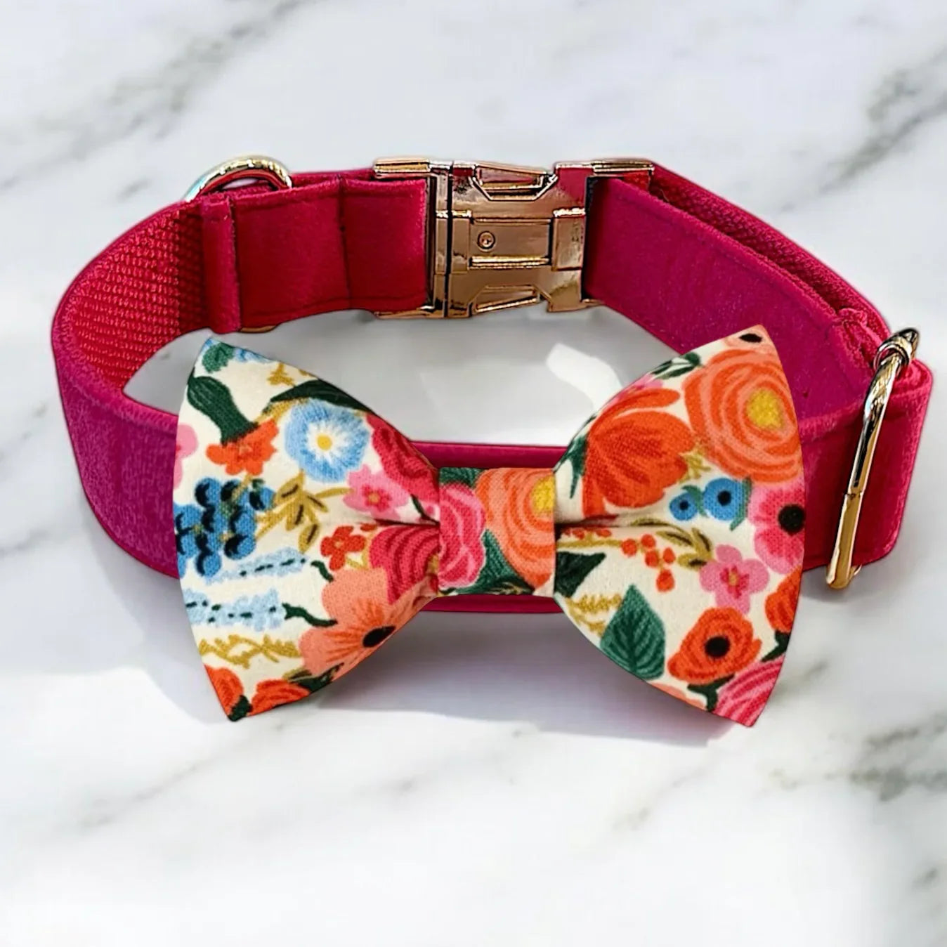 Rifle Paper Co Fabric Orange Bow Tie Dog Collar