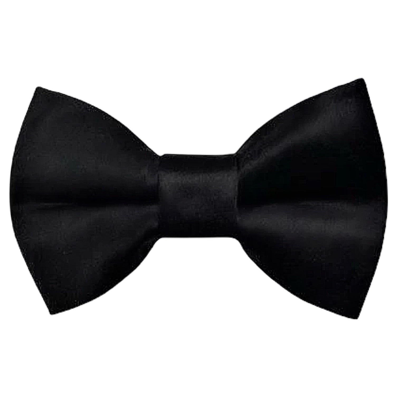Satin black bow tie for weddings, groomsmen, and ring bearers.