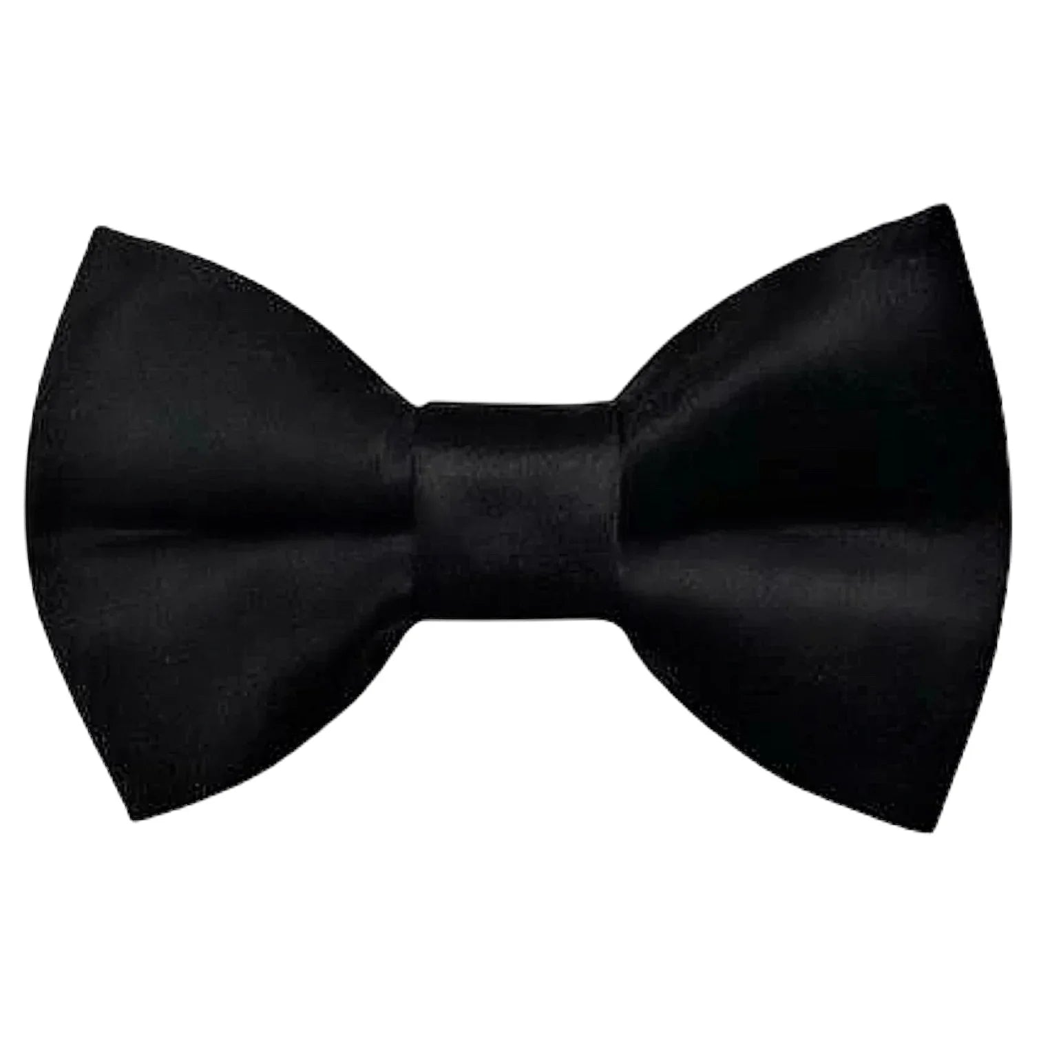 Satin black bow tie for weddings, groomsmen, and ring bearers.