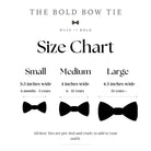 the bow tie size chart for a men's bow tie