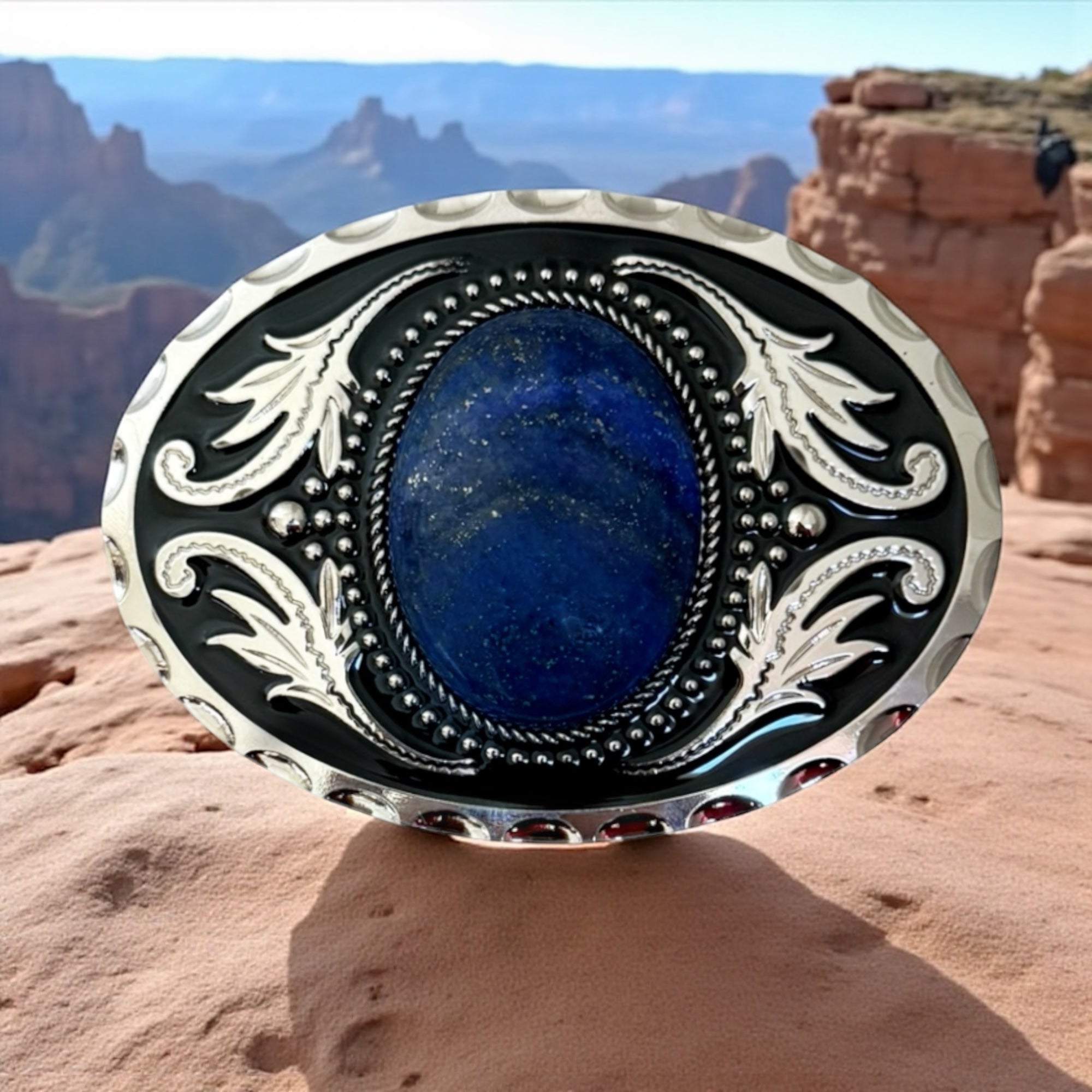 Blue Stone Belt Buckle Cowboy Western Accessory