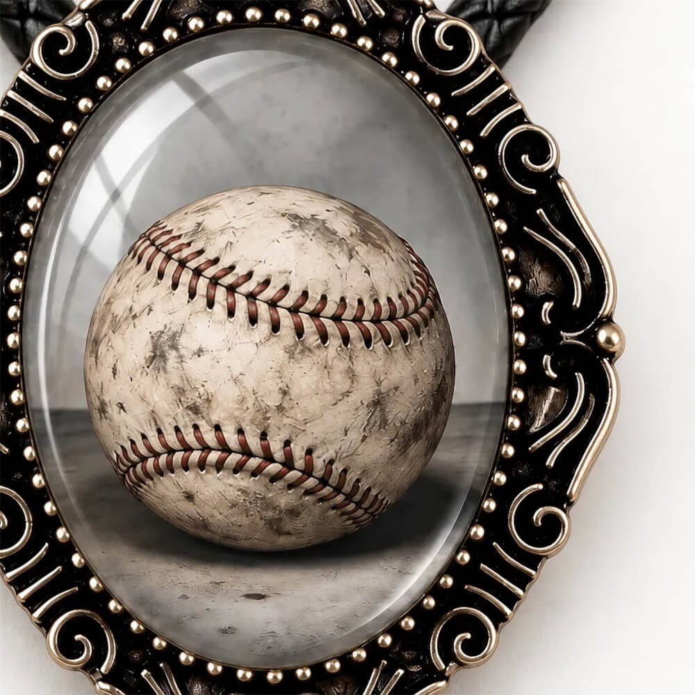 A vintage baseball bolo tie.