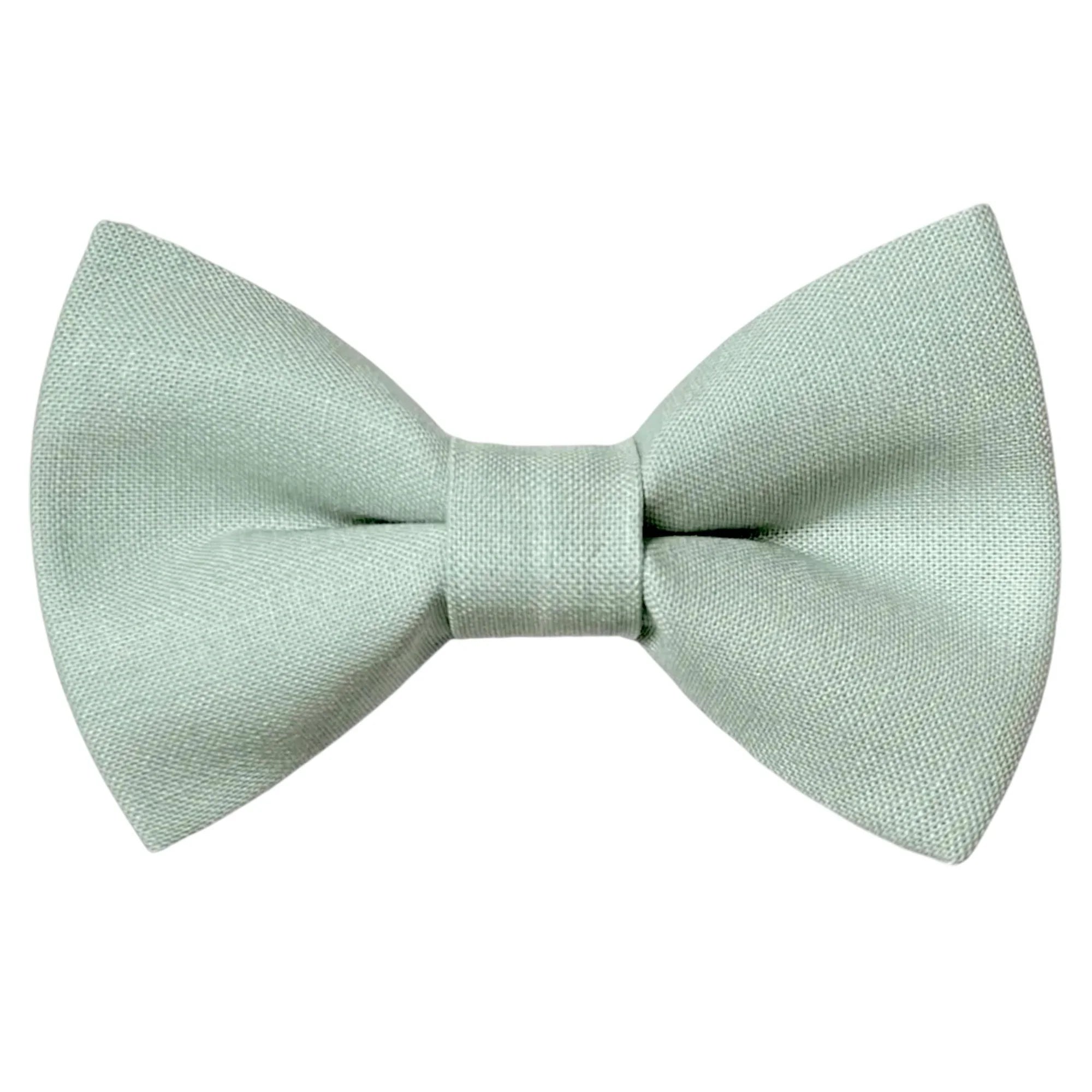 Sage green bow tie for men, weddings and groomsmen, on a white background