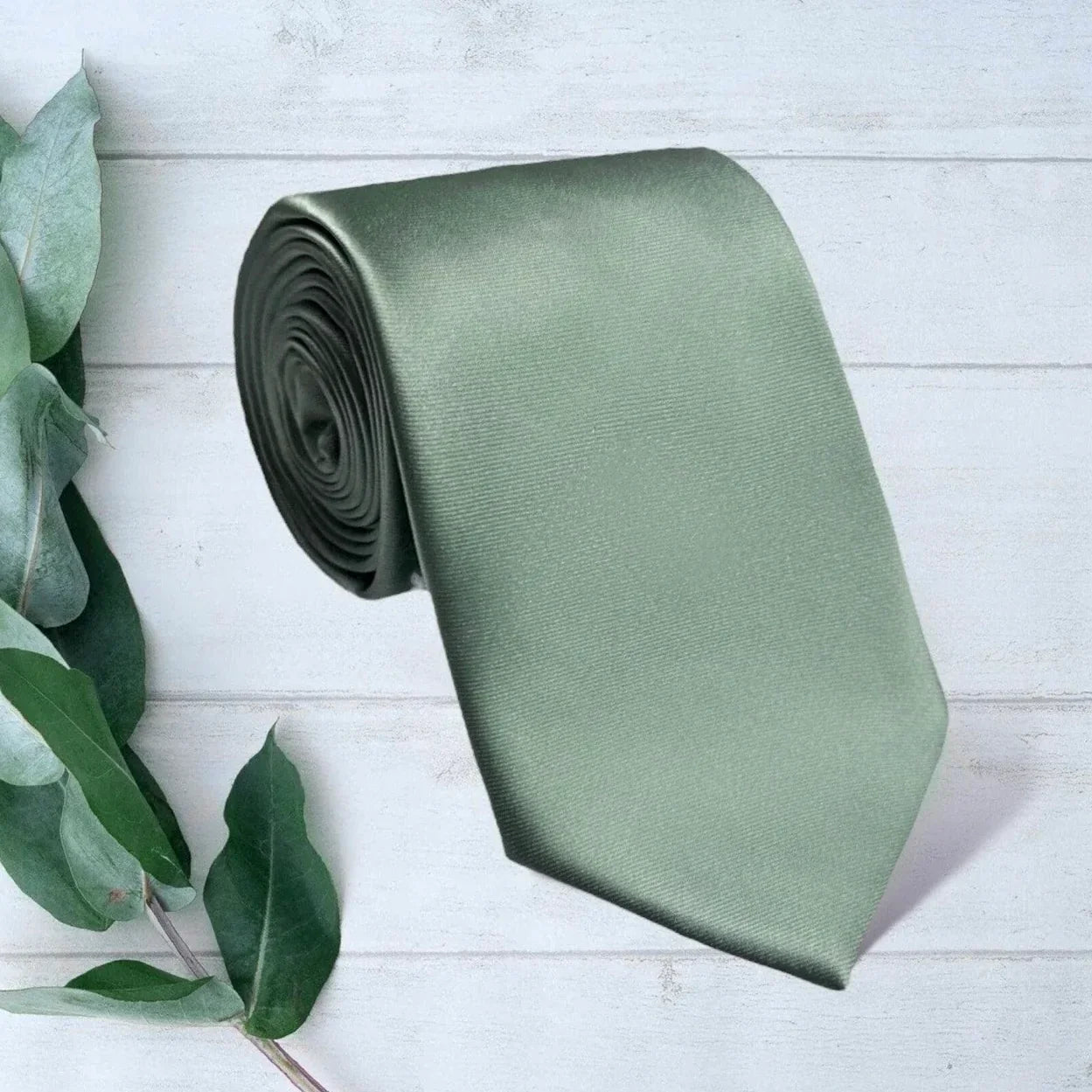 Green tie for men, groomsmen and grooms in sage green.