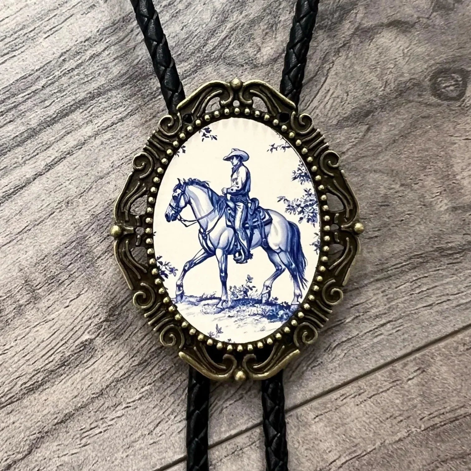 Blue Cowboy Bolo tie for men groomsmen and wedding.